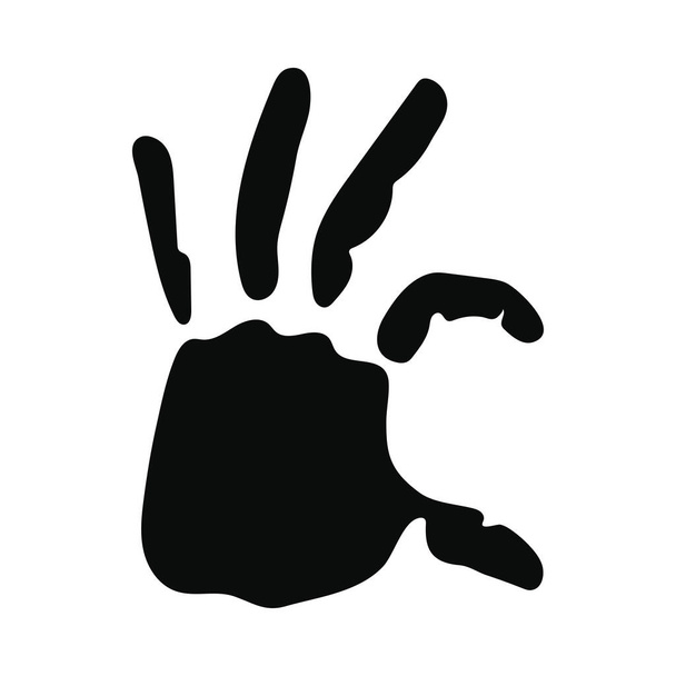 silueta jedné ruky s pěti prsty s bílým pozadím - Vektor, obrázek