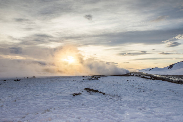Hverir in Myvatn during winter, Iceland. - Foto, Imagem