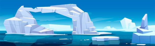 Arctic landscape with melting iceberg and glaciers - Vector, Image