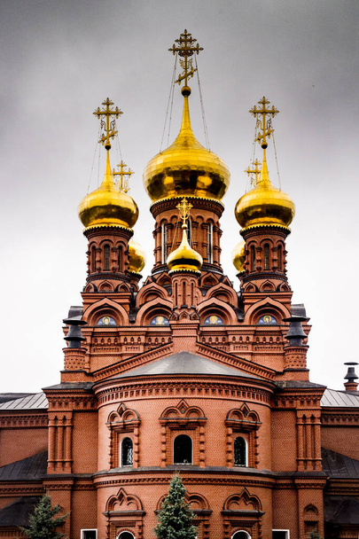 Golden domes of the Gethsemane Chernigovsky skete, Sergiev Posad, Moskovskaya oblast, Russia - Photo, Image