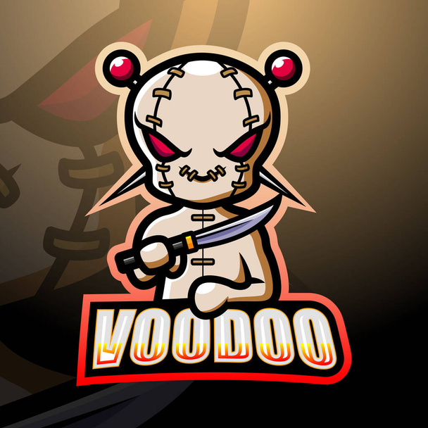 Wektorowa ilustracja projektu logo maskotki Voodoo esport - Wektor, obraz