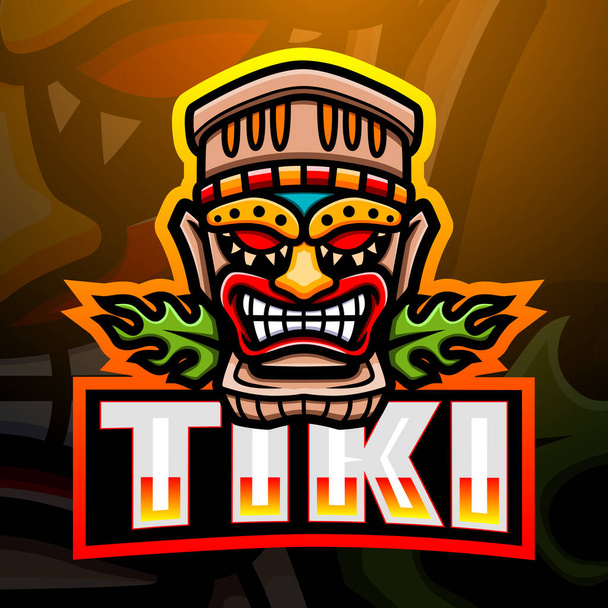 Illustrazione vettoriale di Tiki maschera mascotte esport logo design - Vettoriali, immagini