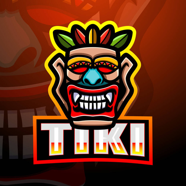 Ilustração vetorial da máscara Tiki mascote esport logotipo design - Vetor, Imagem