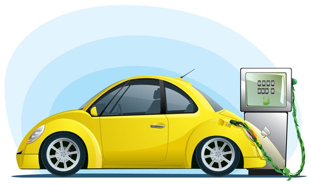 Eco coche en el biocombustible
 - Vector, Imagen