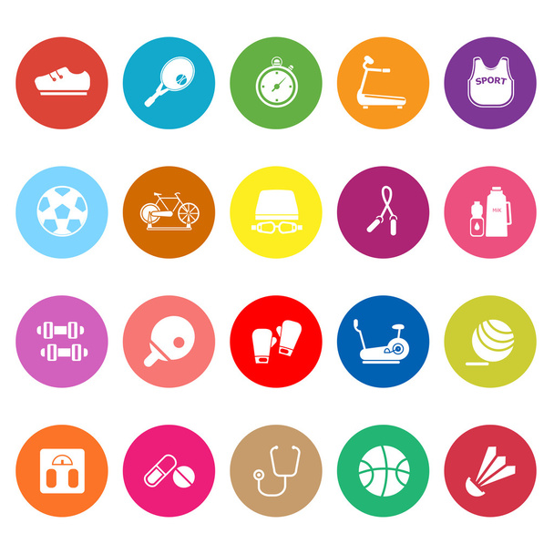 Fitness sport flat icons on white background - Вектор,изображение