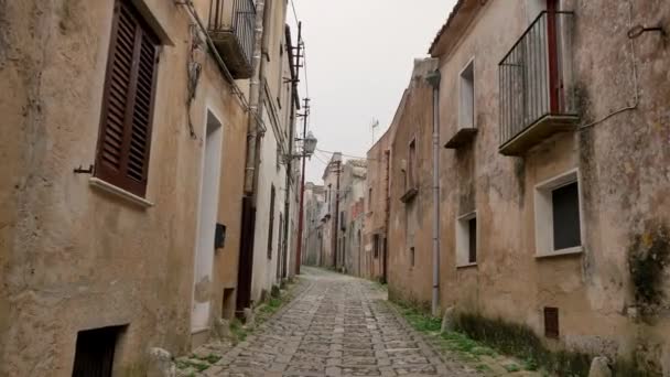 Streets of Erice, Sicily. Small touristic  town on the mountain. - Footage, Video