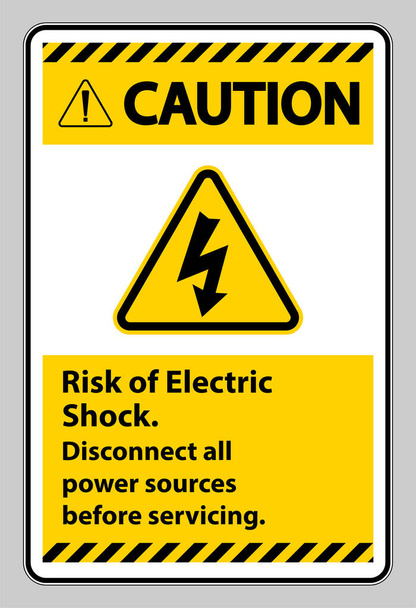 Attenzione rischio di scossa elettrica Simbolo segno isolato su sfondo bianco - Vettoriali, immagini