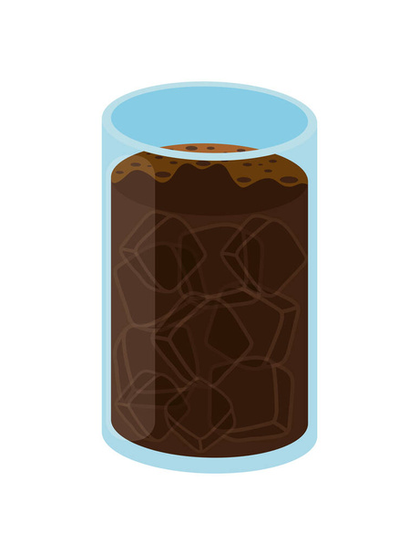glass of dark coffee on white backgorund - Vector, Image