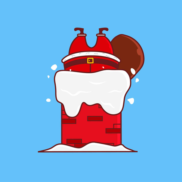 Christmas icon concept.Cute Santa Claus Stuck in Chimney vector icon illustration.Christmas Character Flat Cartoon Style Suitable for Web Landing Page, Banner, Flyer, Sticker, Card - Vector, Image