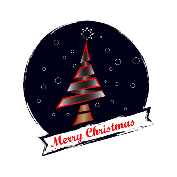Weihnachtsbaum verwenden Linie Stil in der Nacht Kreis mit Schriftzug heiraten Weihnachten - Vektor, Bild