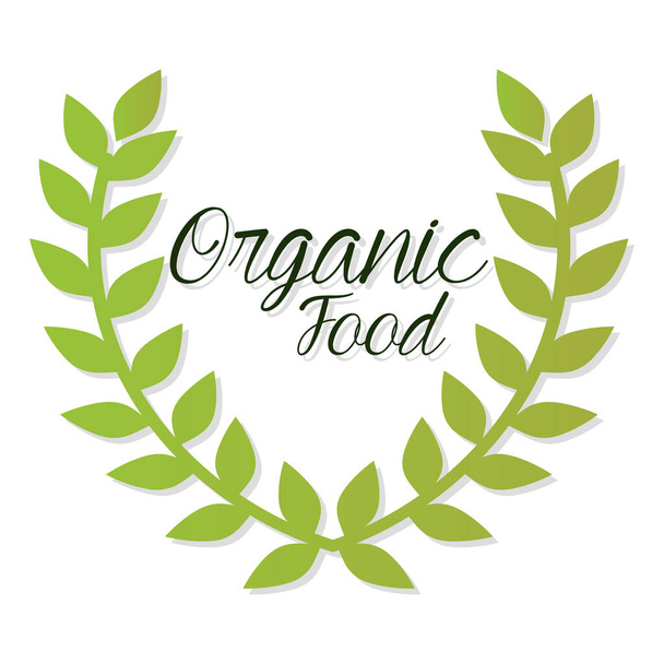 organic food lettering with leaves - Vector, Image