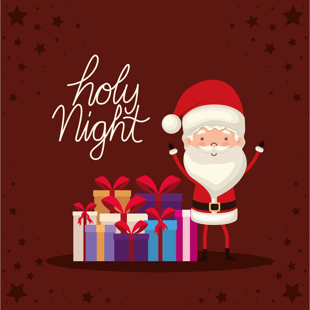 noite santa letras com um Papai Noel - Vetor, Imagem