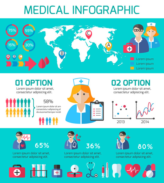 Medical icons infographic - Vektori, kuva