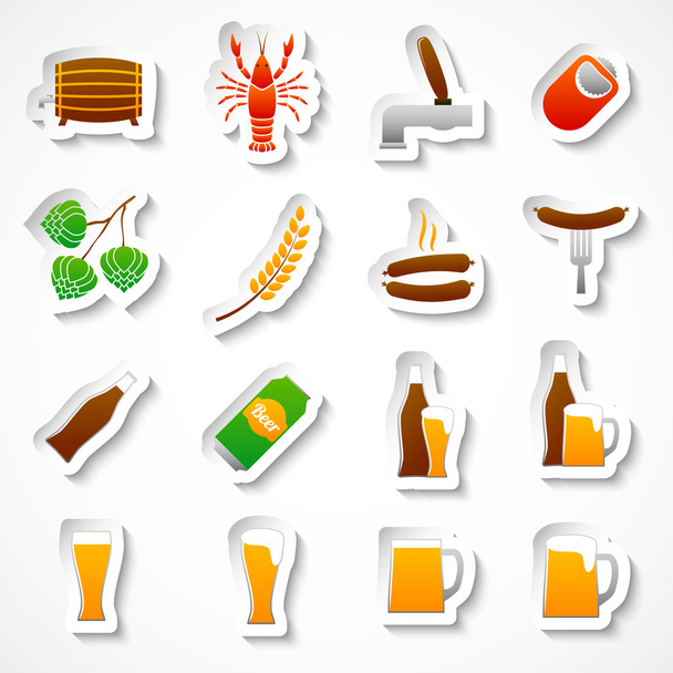 Alcohol beer party stickers set - Vector, imagen