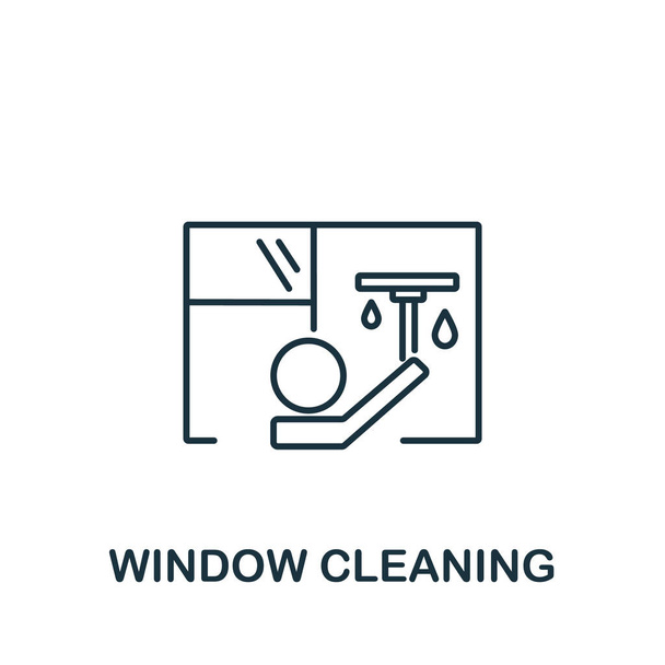 Icono de limpieza de ventanas de la colección de limpieza. Símbolo de limpieza de ventanas de elemento de línea simple para plantillas, diseño web e infografías. - Vector, imagen