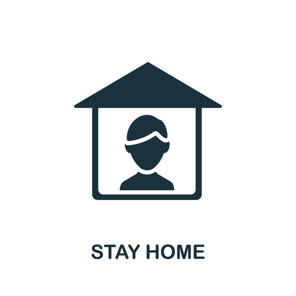 Bleiben Sie zu Hause. Einfache Illustration aus der Coronavirus-Sammlung. Monochromes Stay Home-Symbol für Webdesign, Vorlagen und Infografiken. - Vektor, Bild