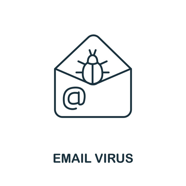 Ícone de vírus de e-mail da coleção de segurança cibernética. Ícone de vírus de linha simples Email para modelos, web design e infográficos. - Vetor, Imagem
