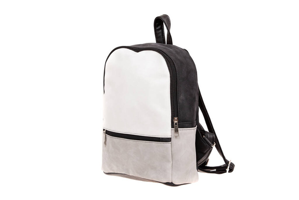 Deri modern çanta, sırt çantası. Beyazda izole edilmiş. Moda çantası.. - Fotoğraf, Görsel