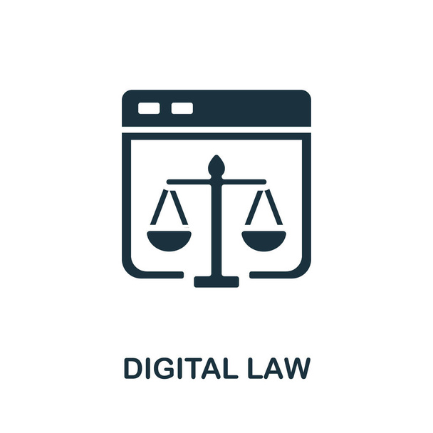 Icono de la ley digital. Símbolo de ley digital de elemento de línea simple para plantillas, diseño web e infografías. - Vector, Imagen