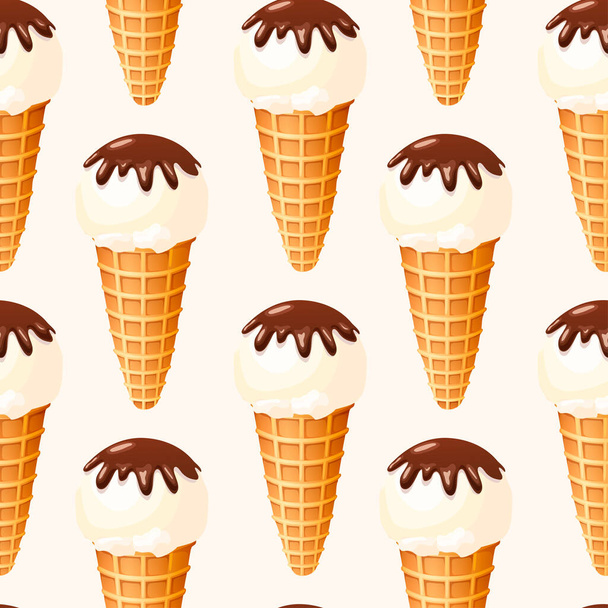 Modèle vectoriel sans couture de crème glacée dessinée à la main - Vecteur, image