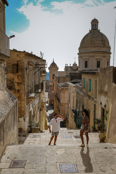 Sicily Italy, view of Noto old town and Noto Cathedral, Sicily, Italy. - Photo, Image