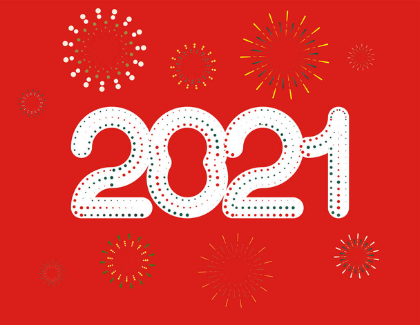 šťastný nový rok, barevné 2021 čísla, designové prvky pro nový rok dekor, 2021 vektor - Vektor, obrázek