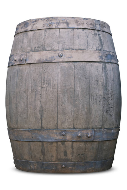 Mesa de madera de barril aislado sobre fondo blanco tienen camino de recorte - Foto, Imagen