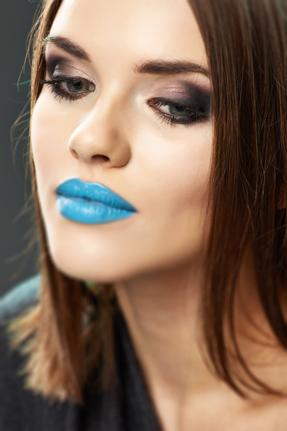 Model with blue lips - Fotoğraf, Görsel