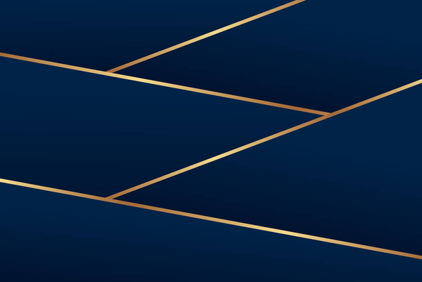 Abstract geometric navy blue background with golden lines. - Vector, Image