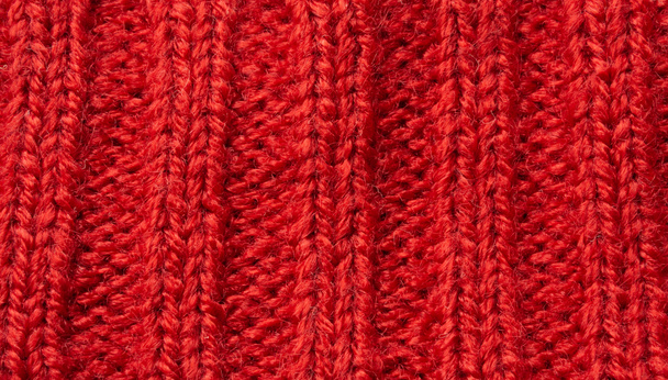 Czerwony dzianina wełna tekstury tła - Zdjęcie, obraz