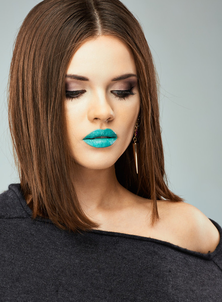 Woman with blue lips - Fotografie, Obrázek