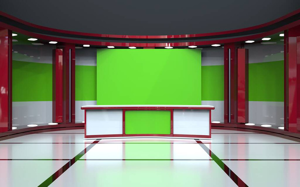 3D Virtual News Studio Background, 3d illustration - Photo, Image