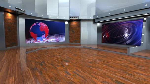 3D Virtual News Studio tausta, 3d kuvitus - Valokuva, kuva