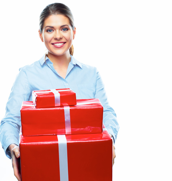 Woman holds red gift - Photo, image