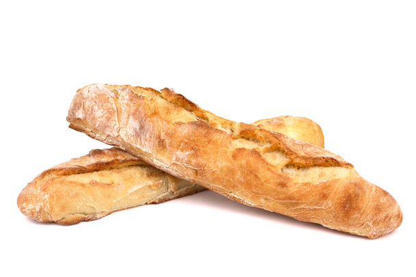 Bagetový chléb, francouzský chléb, bio bagetový frank na bílém pozadí - Fotografie, Obrázek