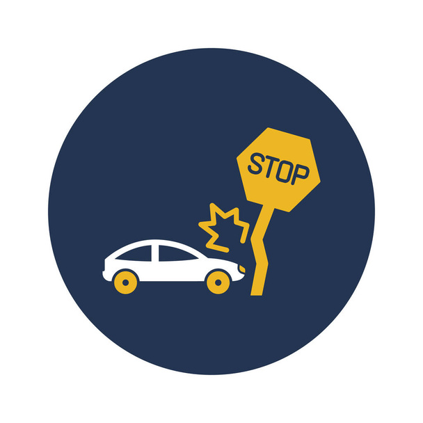 Стоп-знак с автомобильной аварией Изолированный вектор значок, который может быть легко изменен или отредактирован - Вектор,изображение