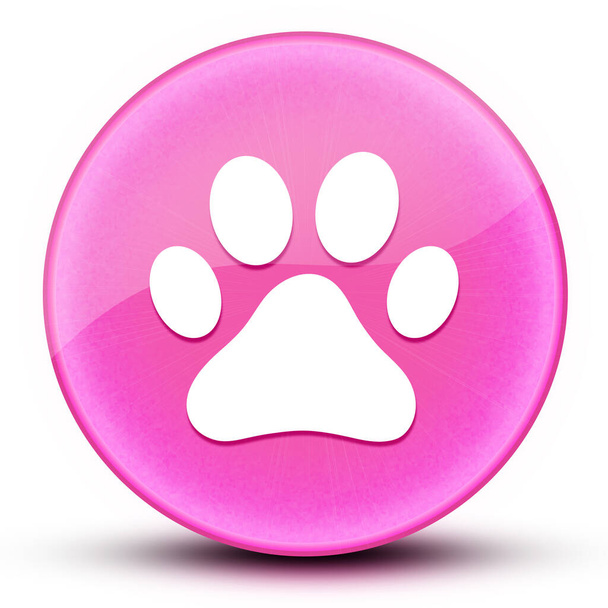 pies lub kot łapa druk gałka oczna błyszczący elegancki różowy okrągły przycisk abstrakcyjny ilustracja - Zdjęcie, obraz