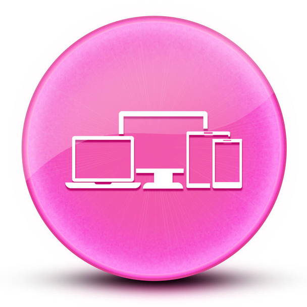Digital smart devices eyeball glossy elegant pink round button abstract illustration - Photo, image