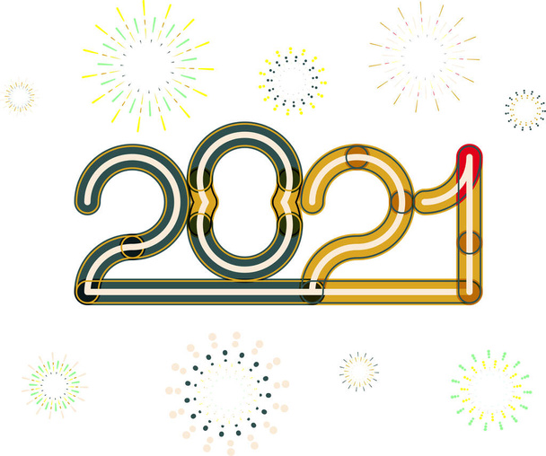 šťastný nový rok, barevné 2021 čísla, designové prvky pro nový rok dekor, 2021 vektor - Vektor, obrázek