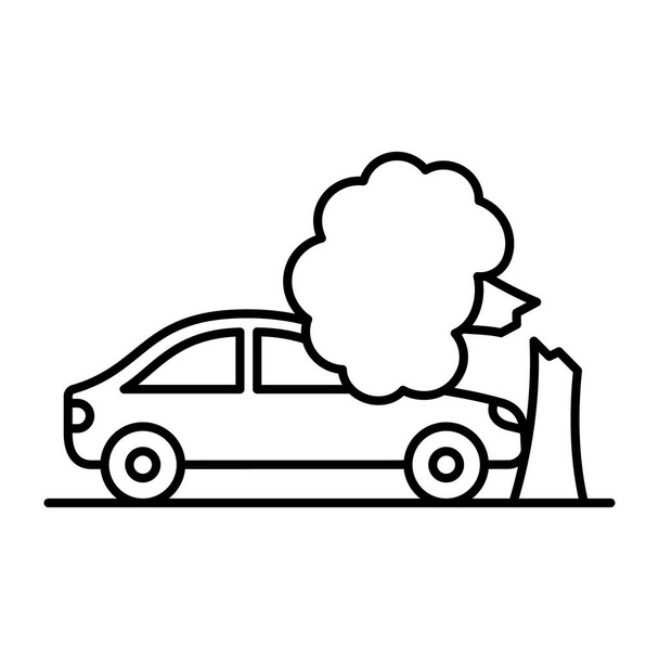 Wypadek samochodowy z drzewem Isolated Vector ikona, które mogą być łatwo modyfikowane lub edytowane - Wektor, obraz