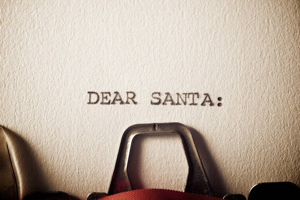 The sentence, Dear Santa, written with a typewriter. - Photo, Image