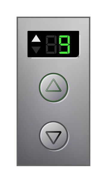 Elevator panel with arrow button and digital screen - Vetor, Imagem
