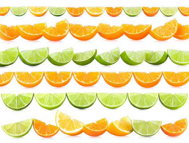 Set of 6 lines with citrus slices isolated on white background - Photo, Image