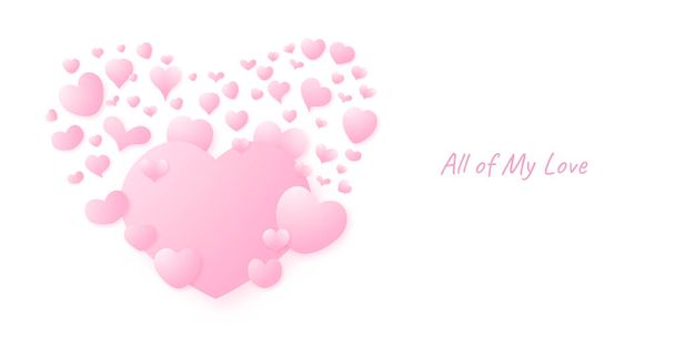 Valentin napi háttér. Szív konfetti Valentin szirmok alá átlátszó háttérrel. Virágszirom alakú szív konfetti a nők napjára - Vektor, kép