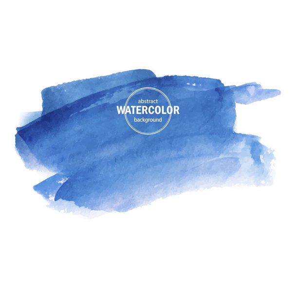 Blue watercolor blot spread to the white background. Abstract vector composition for the modern design, watercolors texture, brush strokes - Wektor, obraz