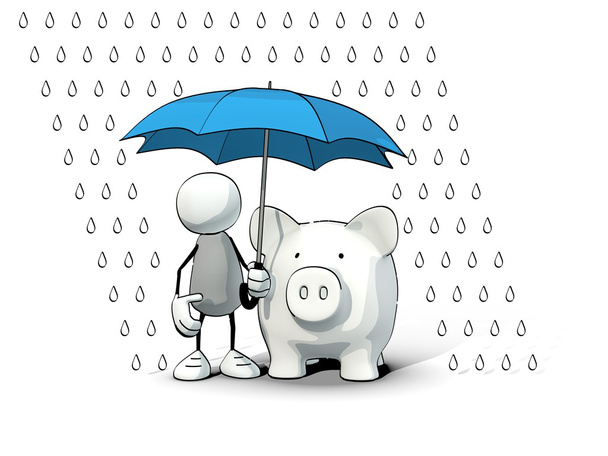 傘を持つ貯金雨から保護する少し大ざっぱな男 - 写真・画像