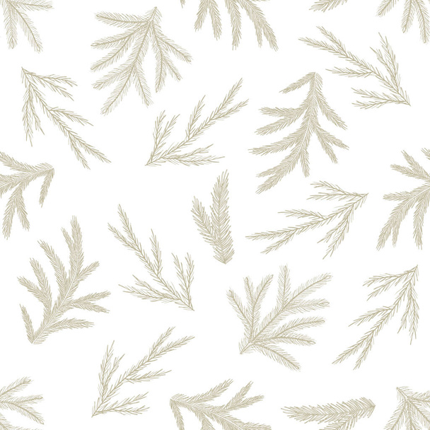 Xmas Seamless pattern with Christmas Tree Decorations, Pine Branches hand drawn art design vector illustration. - Вектор, зображення