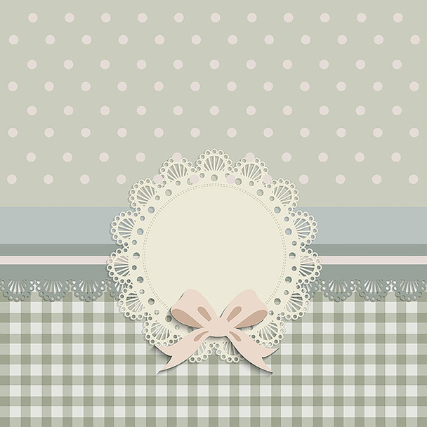 Baptism invitation for girls pattern, pastel colors. Vintage frame with symbols, polka dot background. - Διάνυσμα, εικόνα