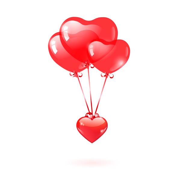 Glossy heart with a red heart-shaped balloon - Vektor, Bild