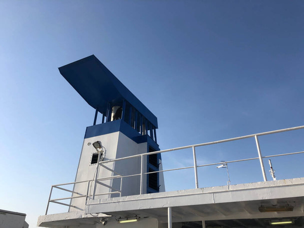 Ferry boat funnel against a blue sky - Photo, Image